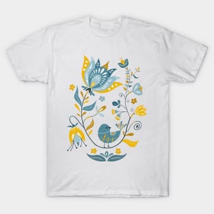 Cute Scandinavian Hand-drawn Folk Art T-Shirt